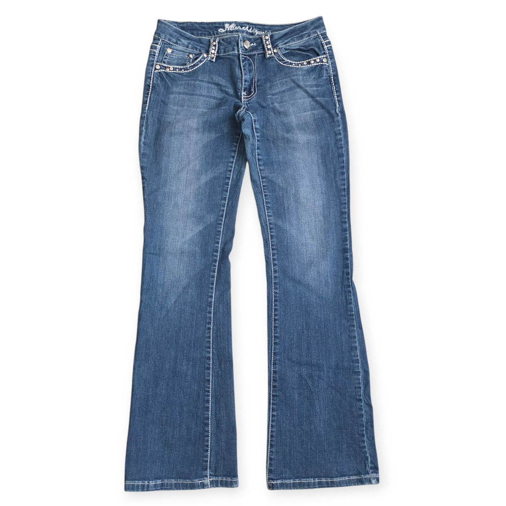 Miss Chic Jeans Bootcut Embellished Patch Pockets Jeans Junior Size 9